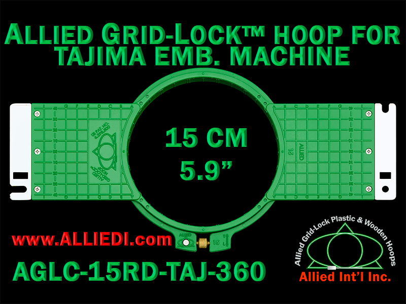 EMB Allied Grid-Lock 15 cm (5.9 inch) Round Tajima Embroidery Hoop (New Design) - 360 mm Arm Spacing