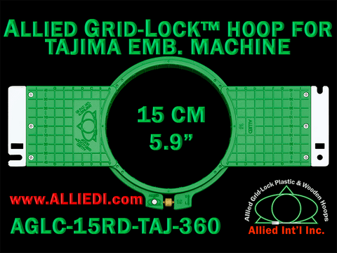 EMB Allied Grid-Lock 15 cm (5.9 inch) Round Tajima Embroidery Hoop (New Design) - 360 mm Arm Spacing